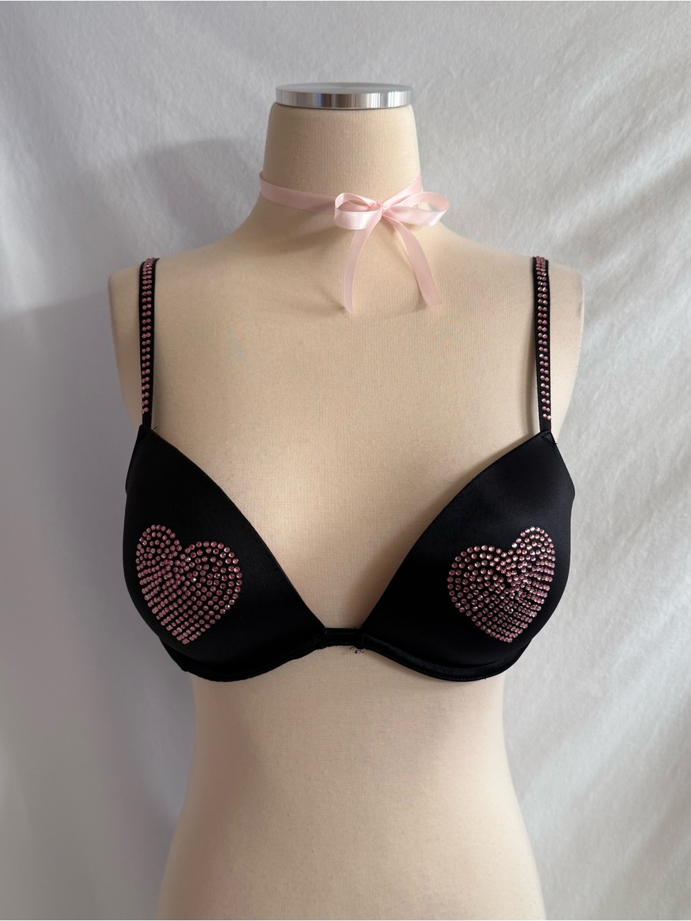Victoria's Secret Pink Rhinestone Heart Bra